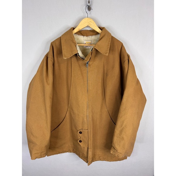 Brush Fire Other - Vintage Brush Fire Canvas Work Jacket Sherpa Lined Duck Chore Coat Brown Men 48
